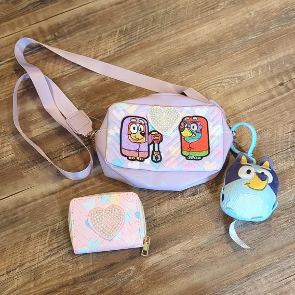 Bluey Across The Body Bag With Bag Charm With Matching Wallet - Picture 2 of 10